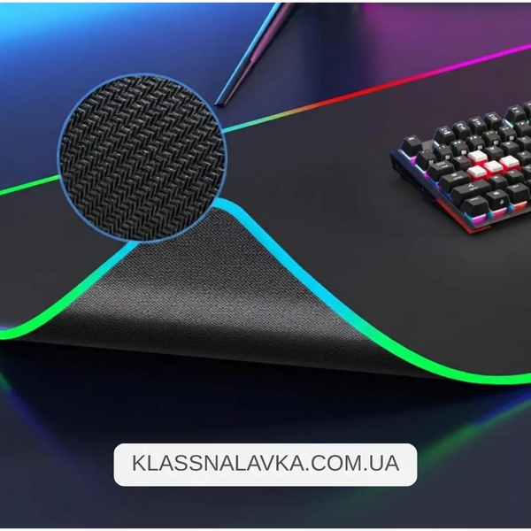Коврик для мышки с RGB подсветкой, 80х30см / Игровая поверхность / Прямоугольный коврик для мышки и клавиатуры e8 фото