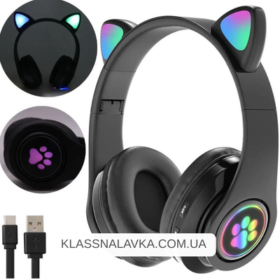 Бездротові навушники з котячими вушками Bluetooth B39M, Чорні / Навушники з підсвічуванням e4 фото