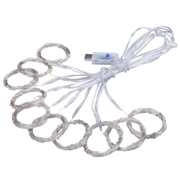 Гирлянда Штора от USB, 3х2м 200 LED + пульт, Желтый свет / Светодиодная гирлянда на окно / Новогодняя гирлянда sv1 фото